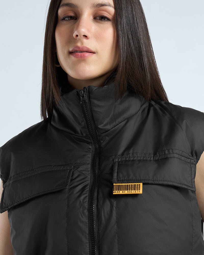 bewakoof Women's Black Oversized Gilet Jacket - Image 5